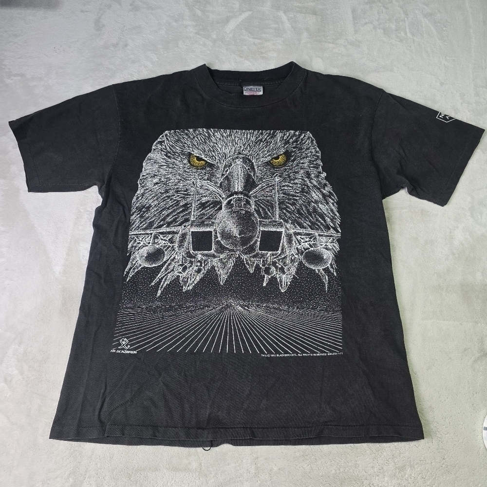 Nellis Air Force Base Blackbird 1992 T Shirt Single Stitch F15 Eagle Sz Lg Black